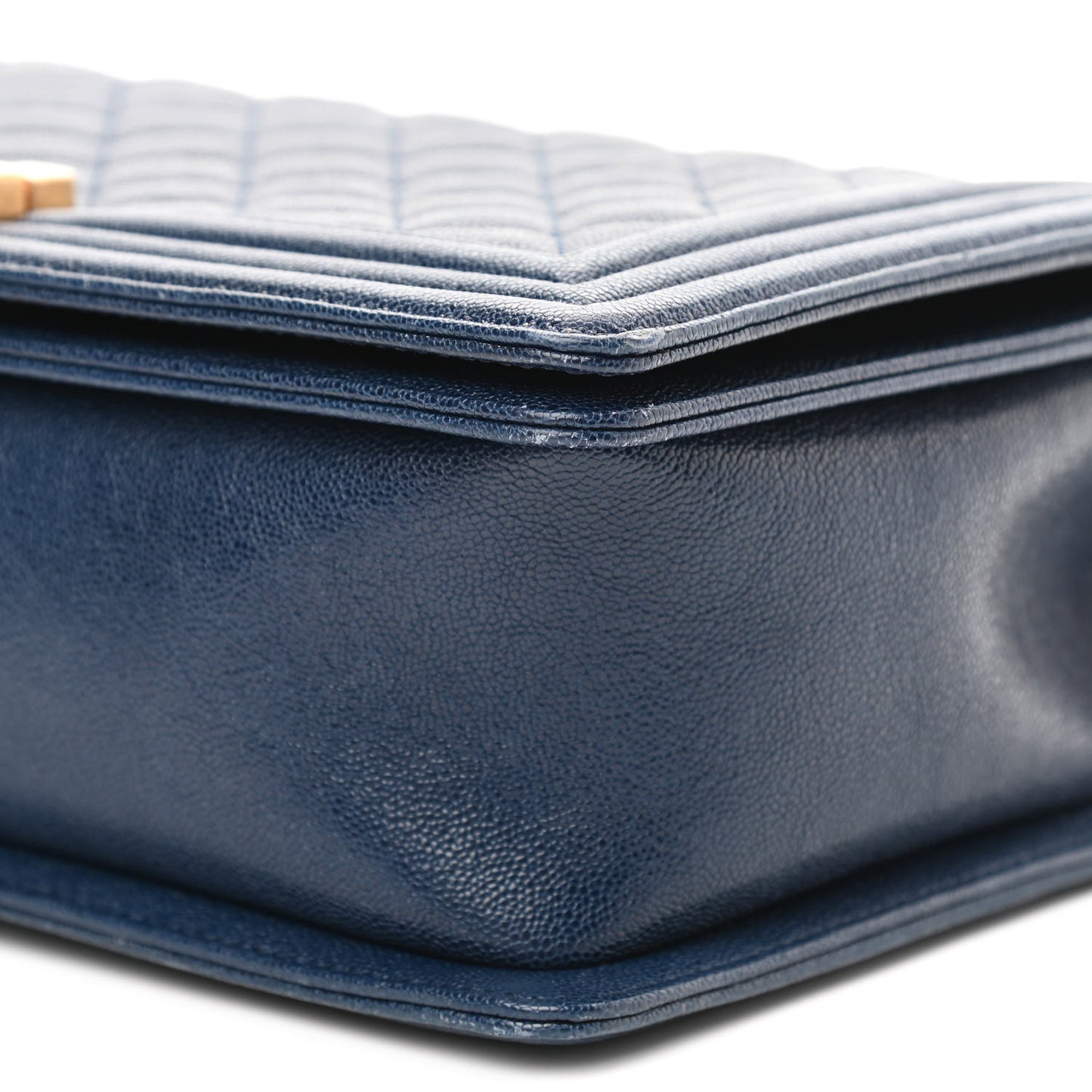 Caviar Quilted New Medium Boy Flap Dark Navy Blue