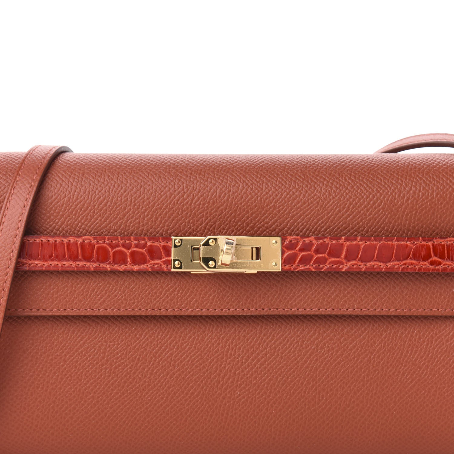 Hermes Epsom Shiny Alligator Touch Kelly Wallet To Go Brique Sanguine 9 of 10
