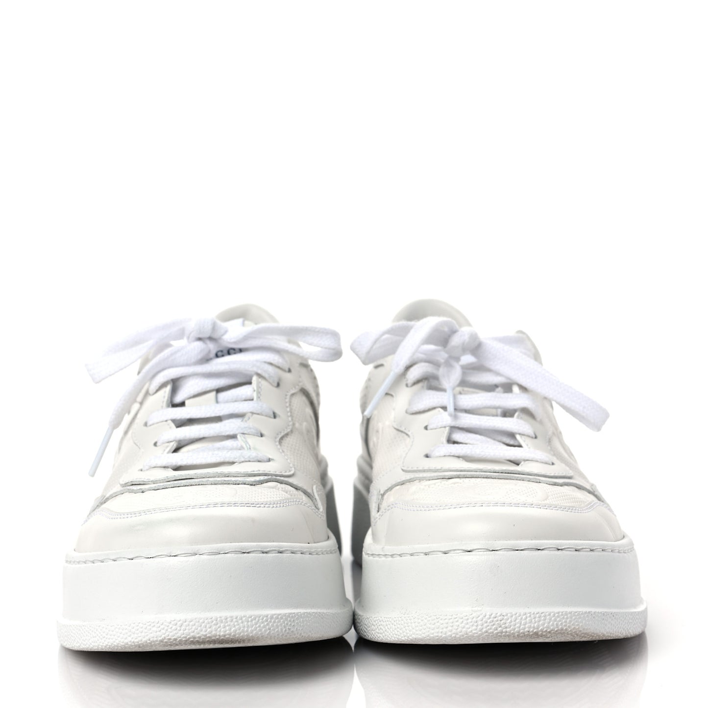 Calfskin GG Tennis Embossed Perforated Womens Platform 55mm Sneakers 39 Great White