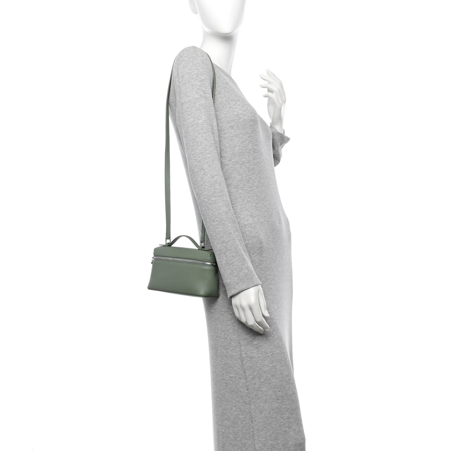 Loro Piana Grained Calfskin L19 Extra Pocket Pouch Sage Brush Leaves 2 of 9
