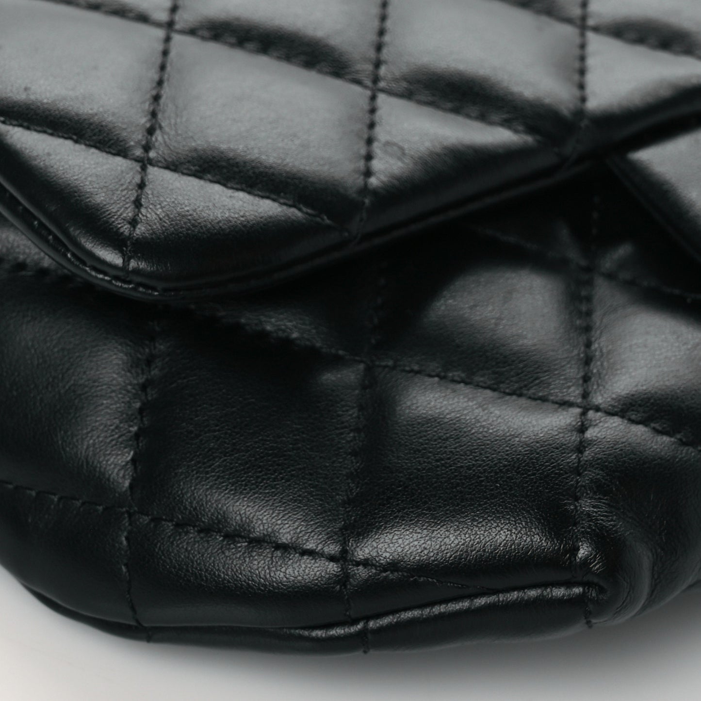 Calfskin Quilted CC Uniform Flap Belt Bag Black