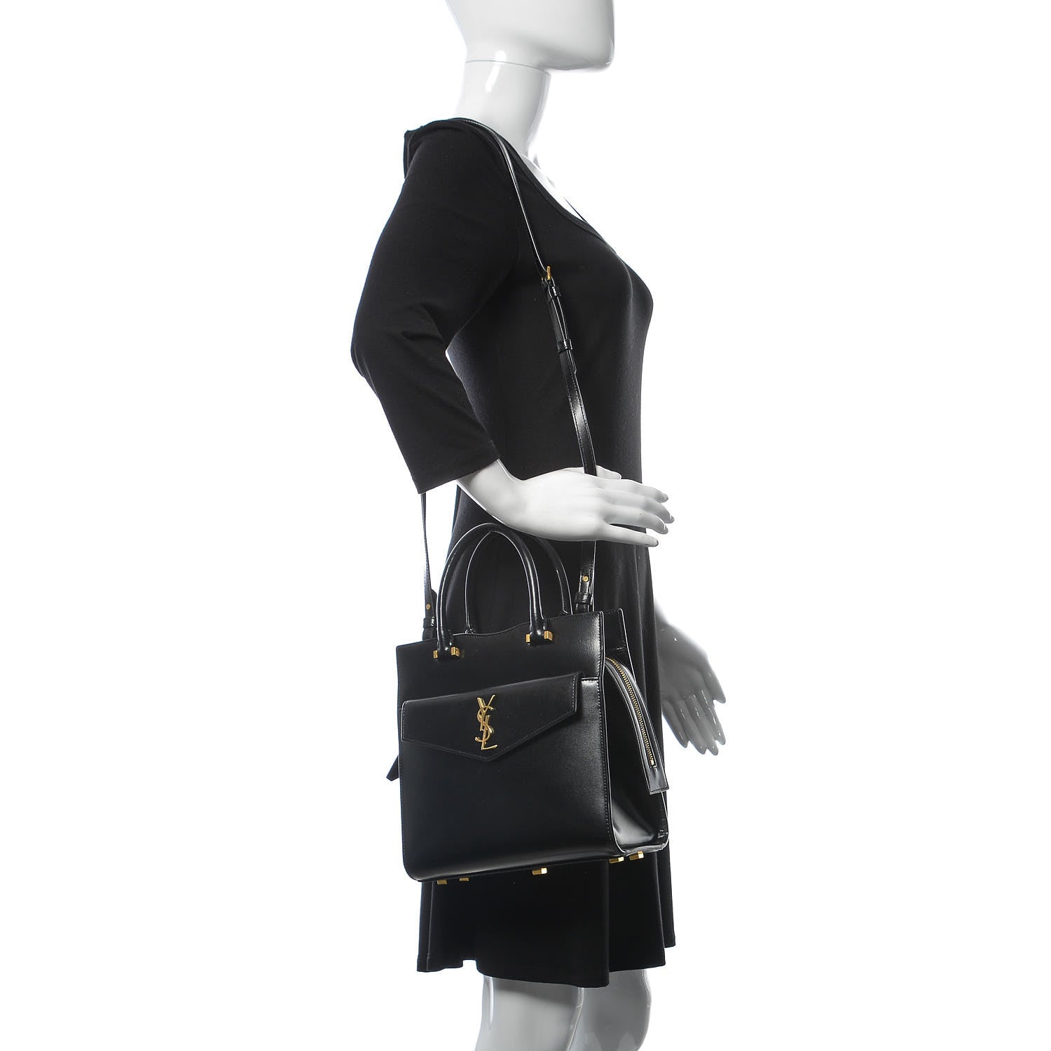 Saint Laurent Shiny Calfskin Small Uptown Tote Black 2 of 9