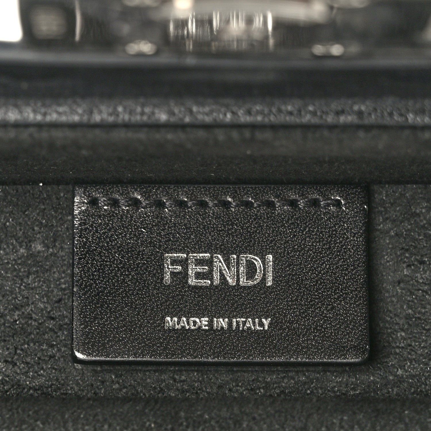 Fendi Recycled Fabric Jacquard Vitello Astro FF 1974 Mini Baguette Trunk Asfalto Black 6 of 9