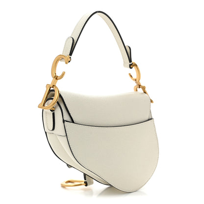 Christian Dior Grained Calfskin Mini Saddle Bag White 3 of 10
