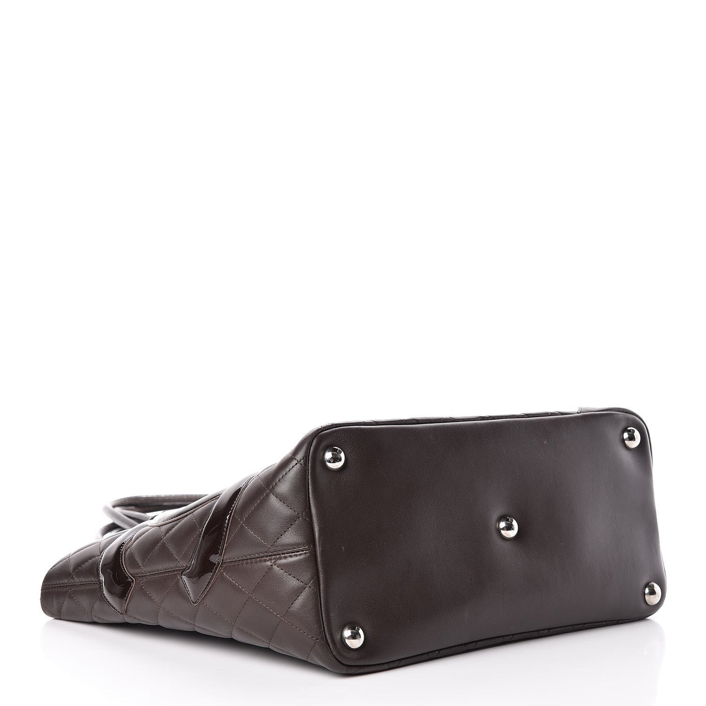 Calfskin Quilted Large Cambon Tote Brown