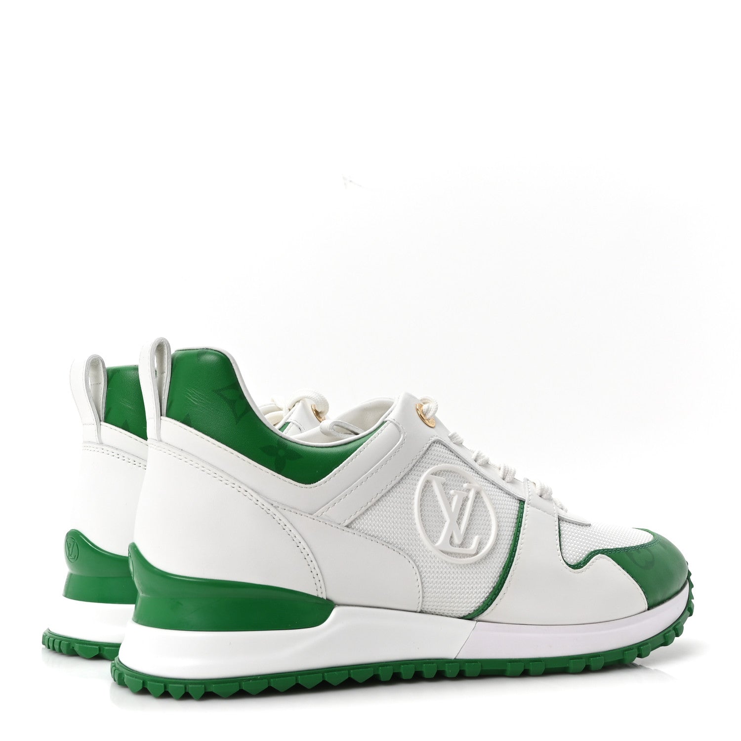 Louis Vuitton Calfskin Monogram Run Away Sneakers 40 White Green 5 of 9
