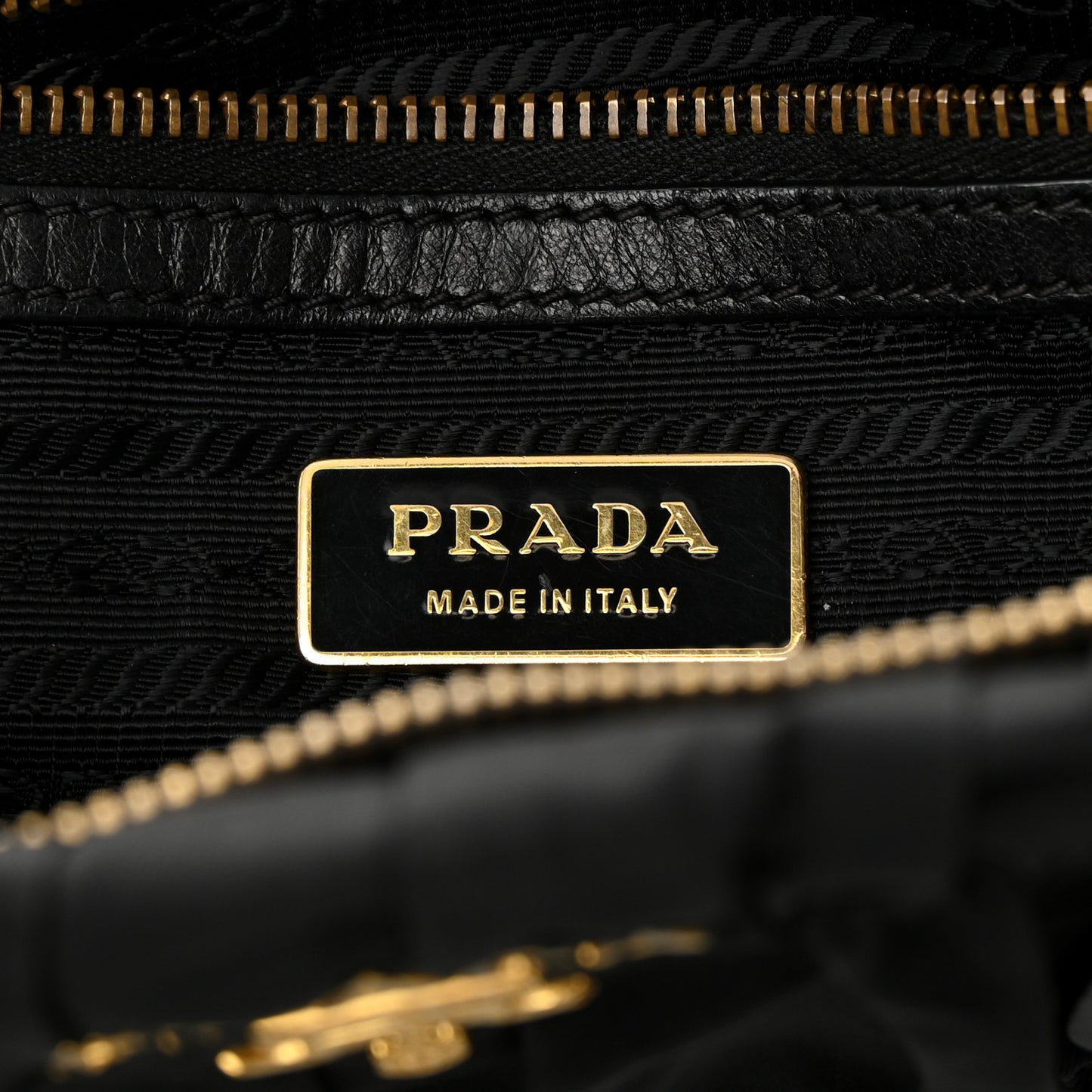 Tessuto Nylon Nappa Braided Gaufre Shopping Satchel Black