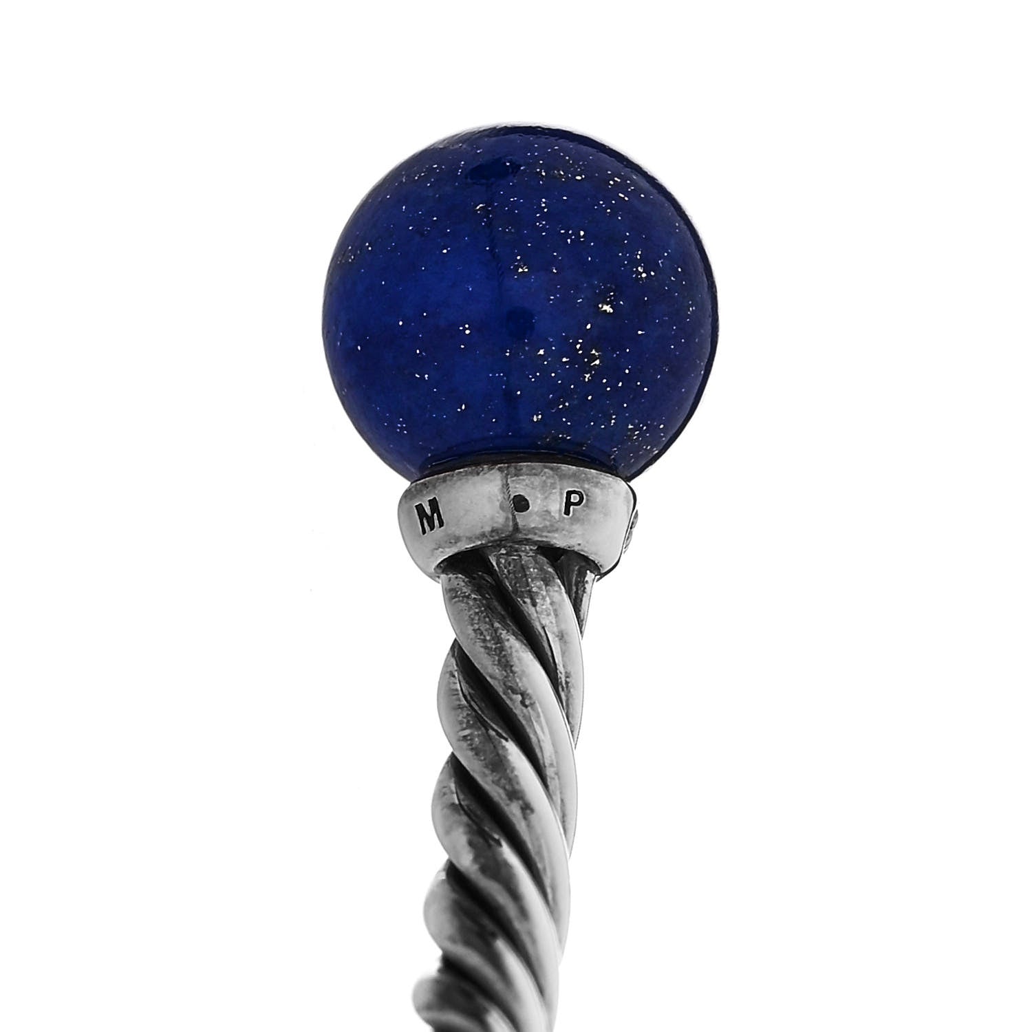 David Yurman Sterling Silver Diamond Lapis Lazuli 9mm Solari Bracelet 4 of 5