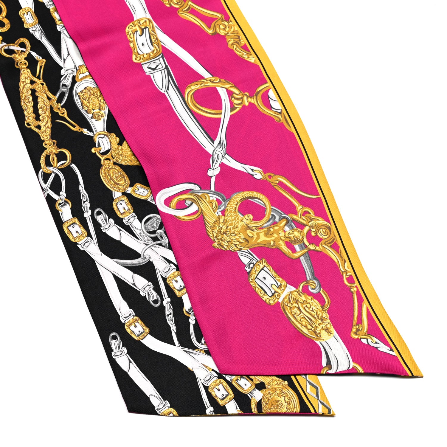 Hermes Silk Brides De Gala Maxi Twilly Fuchsia Noir Vieil Or 2 of 5