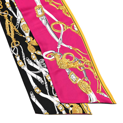 Hermes Silk Brides De Gala Maxi Twilly Fuchsia Noir Vieil Or 2 of 5