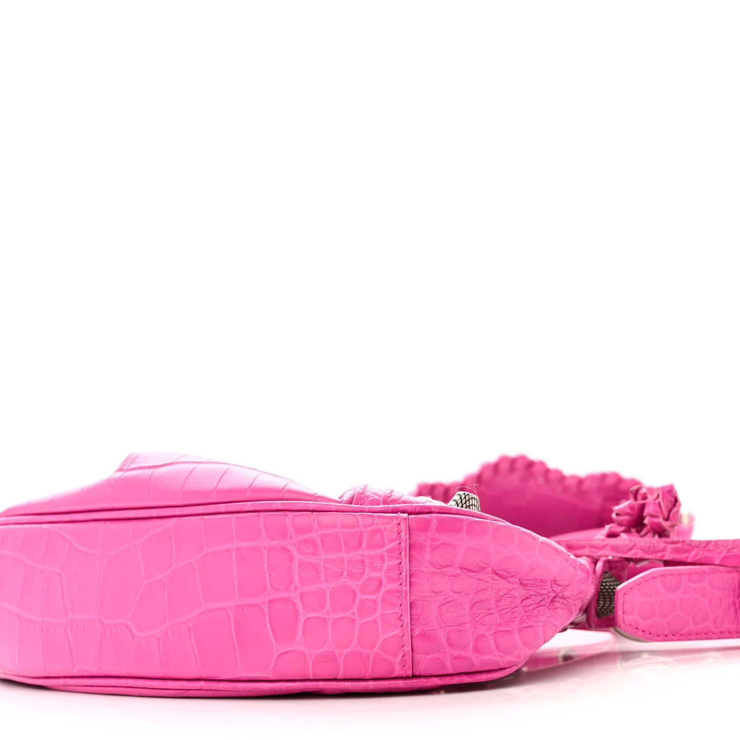 Balenciaga Extra Supple Calfskin Crocodile Embossed XS Le Cagole Shoulder Bag Lipstick Pink 11 of 11