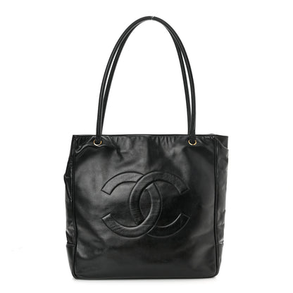 Chanel Lambskin CC Tote Navy 1 of 11
