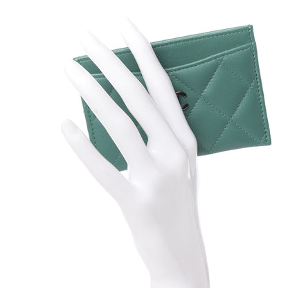 Chanel Lambskin Quilted Card Holder Green 2 of 9