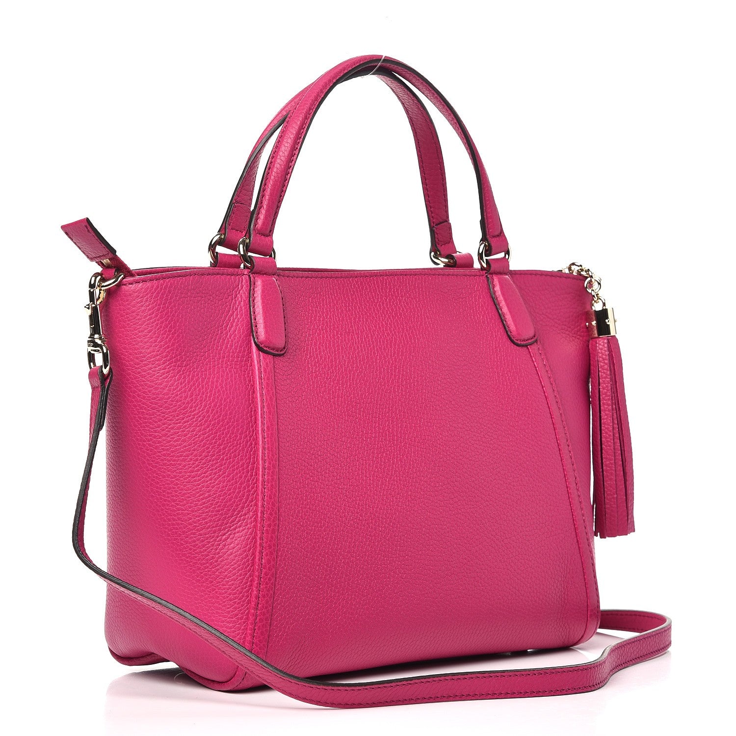 Gucci Pebbled Calfskin Small Soho Top Handle Bag Bright Bougainvillea 4 of 10