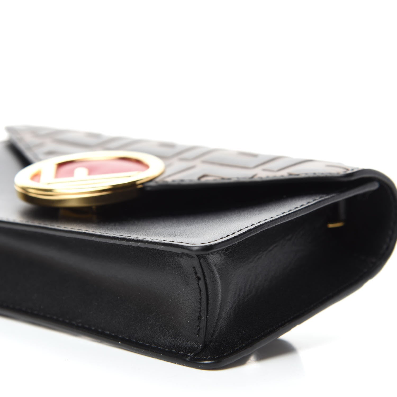 Fendi Vitello Liberty F is Fendi Bi-Color FF 1974 Embossed Envelope Belt Bag Maya Black 7 of 12