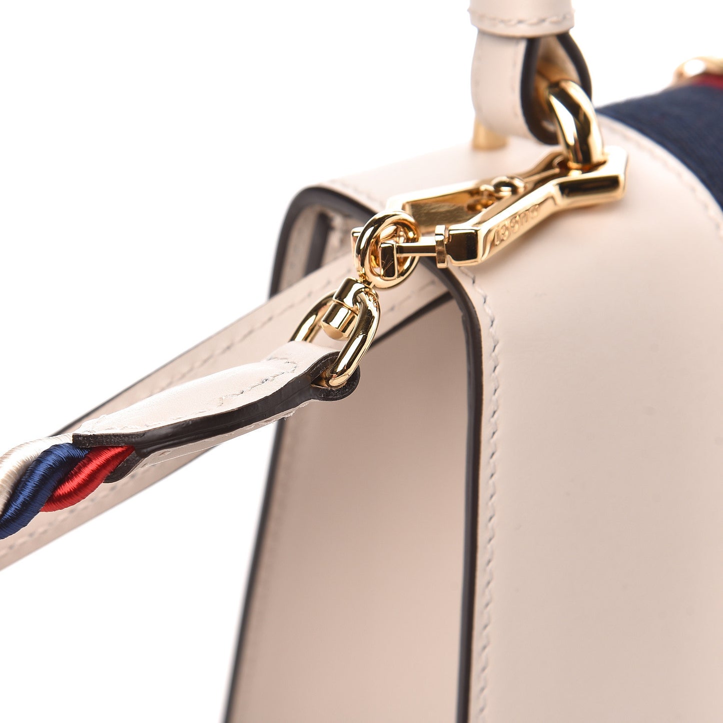 Calfskin Embroidered Mini Sylvie Top Handle Bag White