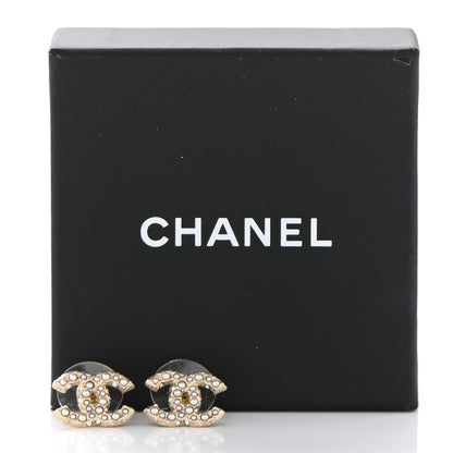 Chanel Pearl Crystal CC Earrings Light Gold 5 of 5