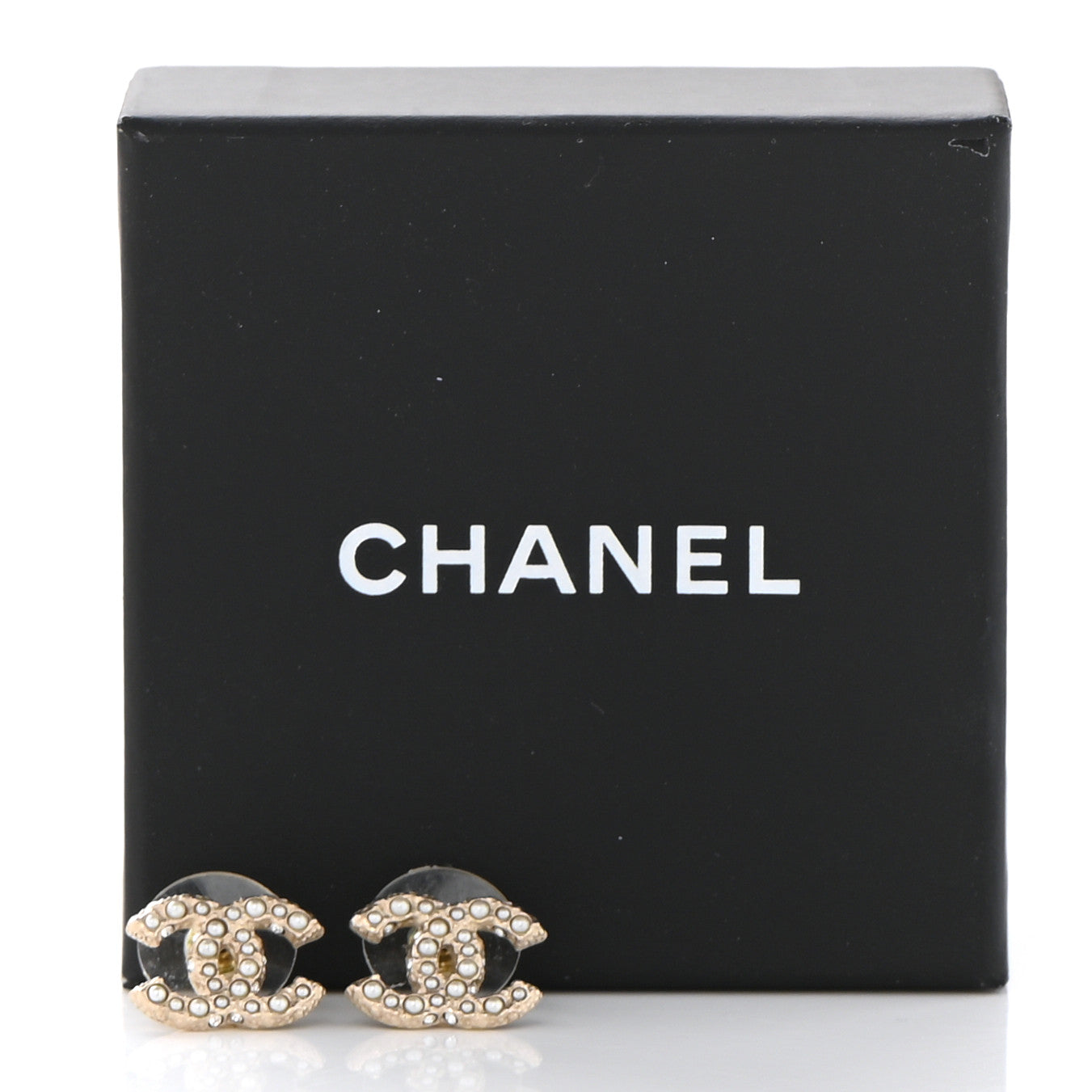 Pearl Crystal CC Earrings Light Gold