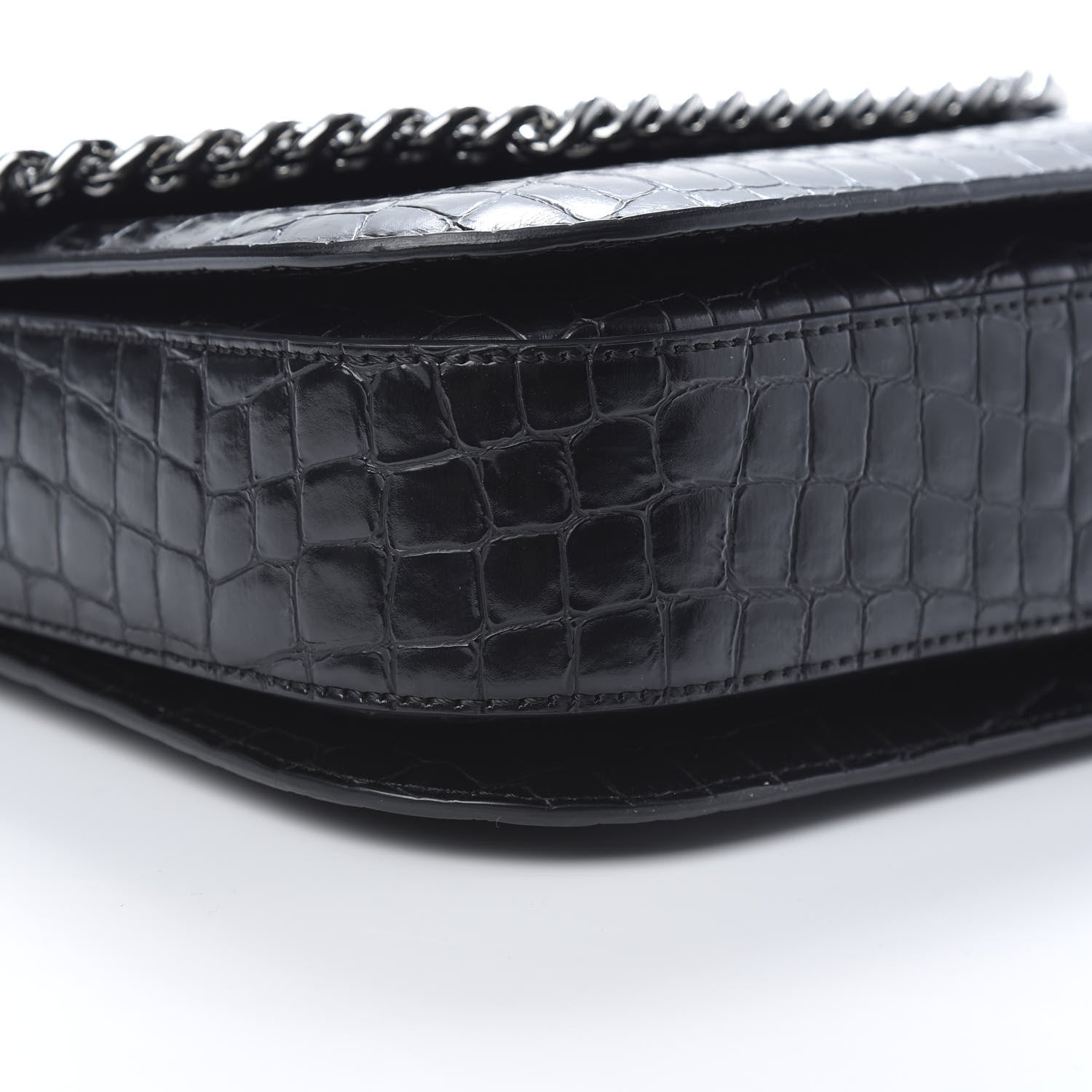 Stella McCartney Embossed Crocodile Effect Medium Falabella Box Shoulder Bag Black 8 of 9