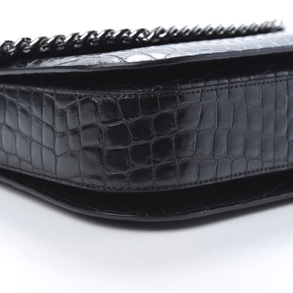 Stella McCartney Embossed Crocodile Effect Medium Falabella Box Shoulder Bag Black 8 of 9