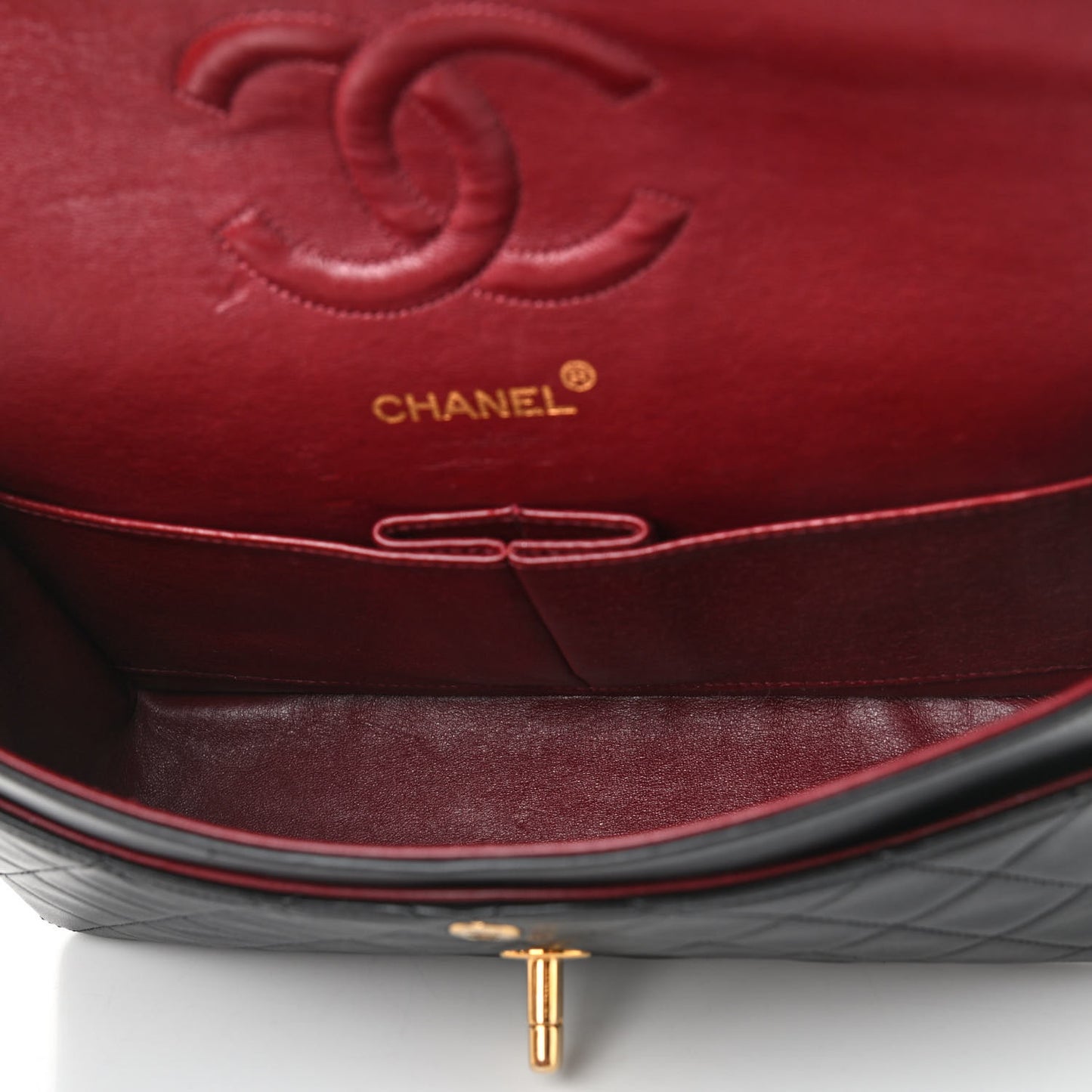 Lambskin Quilted Medium Double Flap Black