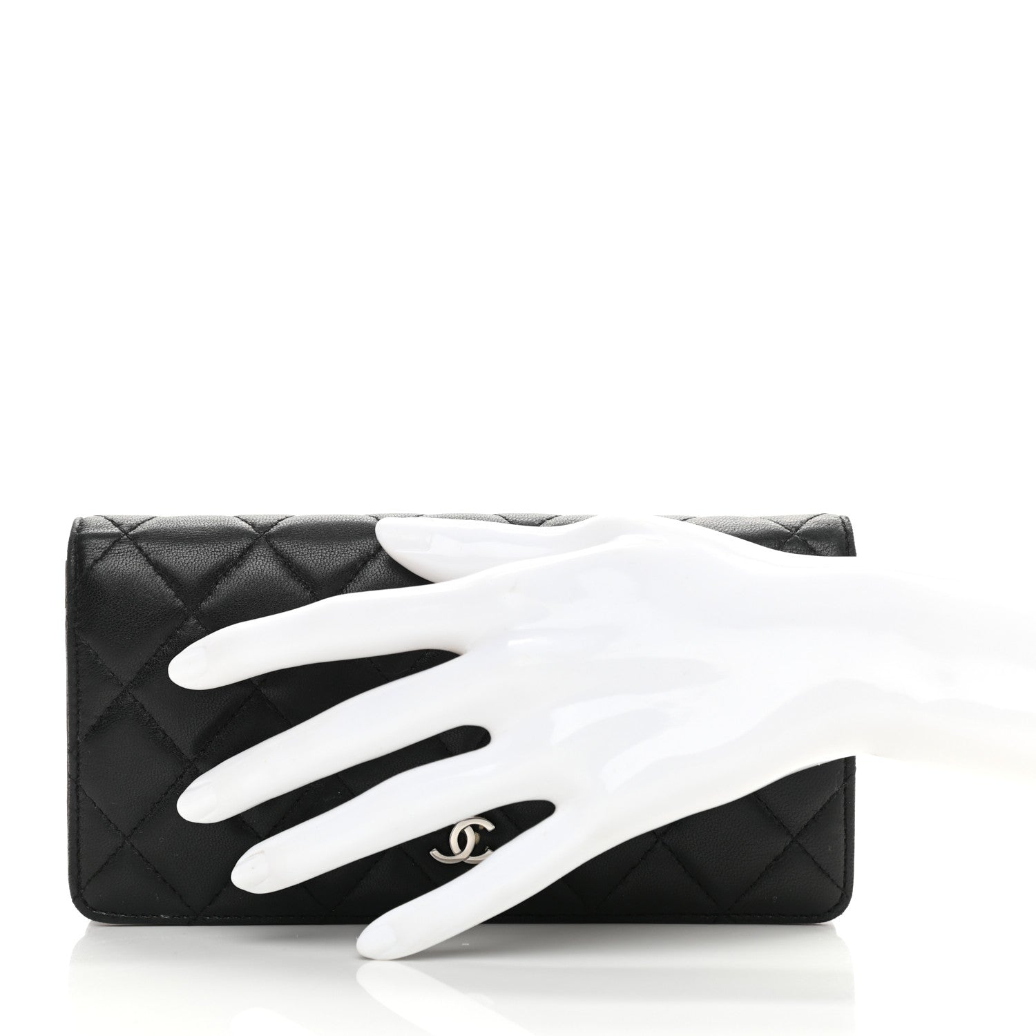 Chanel Lambskin Quilted Yen Wallet Black 2 of 14