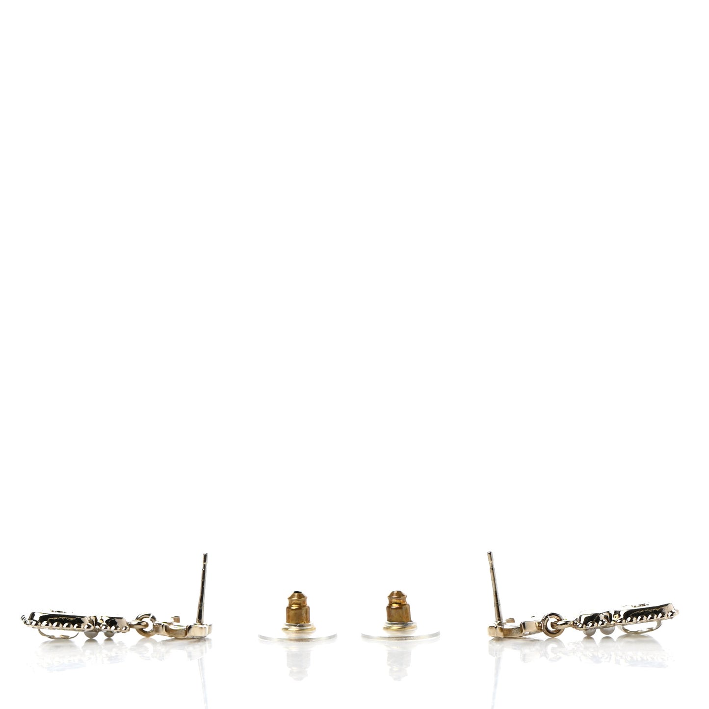 Crystal Pearl CC Drop Earrings Gold