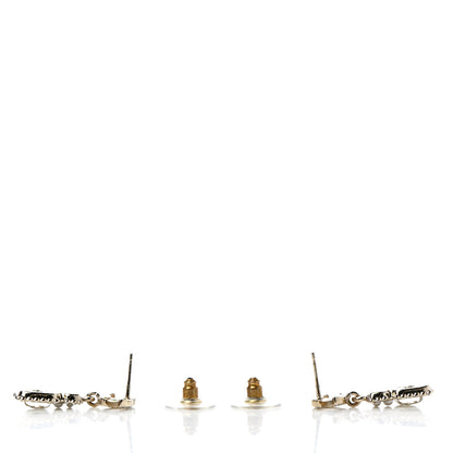 Chanel Crystal Pearl CC Drop Earrings Gold 3 of 6