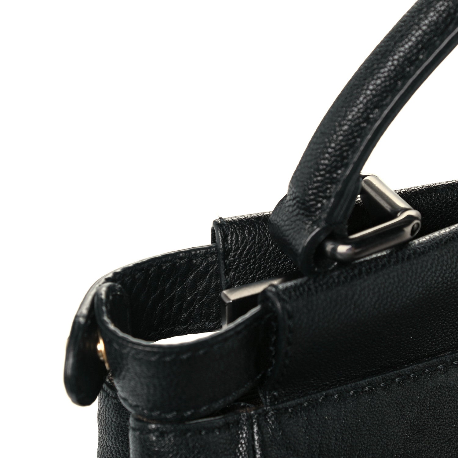Fendi Goatskin Zucca Medium Peekaboo Iconic Satchel Black Tobacco 12 of 12