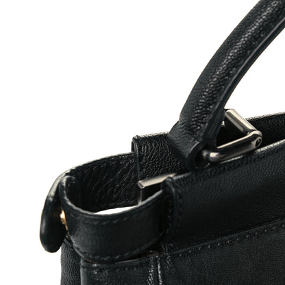 Fendi Goatskin Zucca Medium Peekaboo Iconic Satchel Black Tobacco 12 of 12