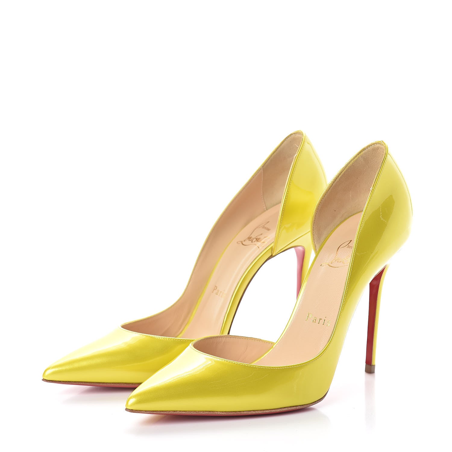Christian Louboutin Patent Iriza 100 Pumps 37.5 Mimosa 527695