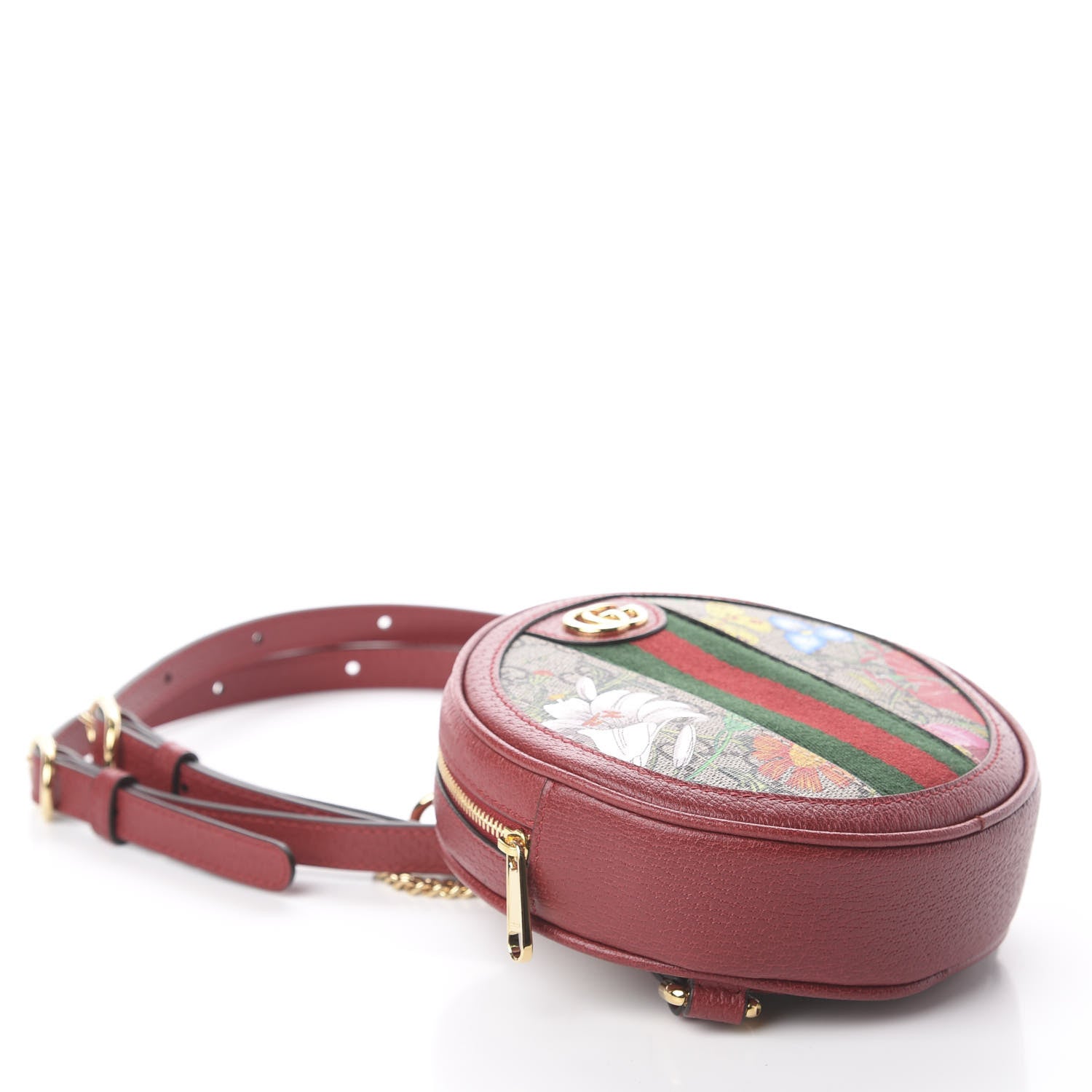 Gucci GG Supreme Monogram Web Flora Mini Ophidia Round Backpack Red 3 of 8