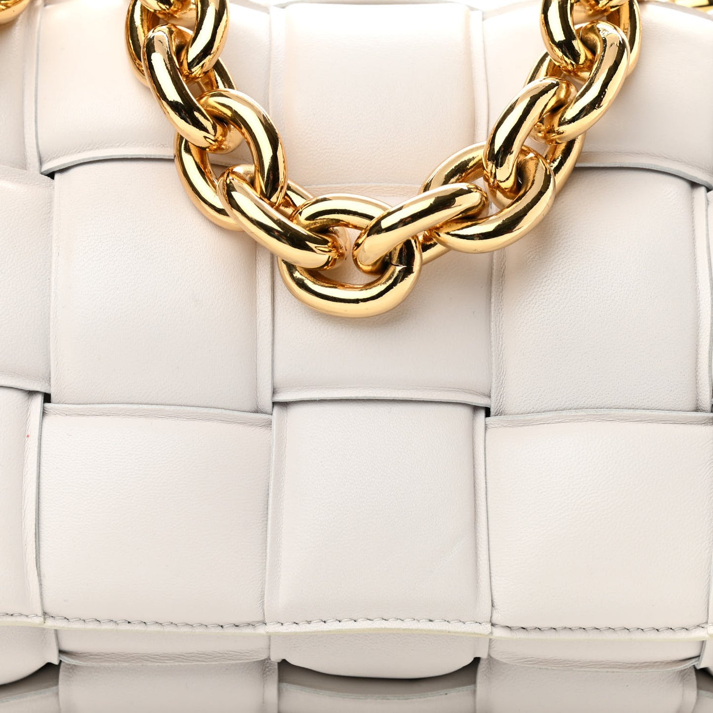 Lambskin Maxi Intreccio Padded Chain Cassette Crossbody Bag Chalk