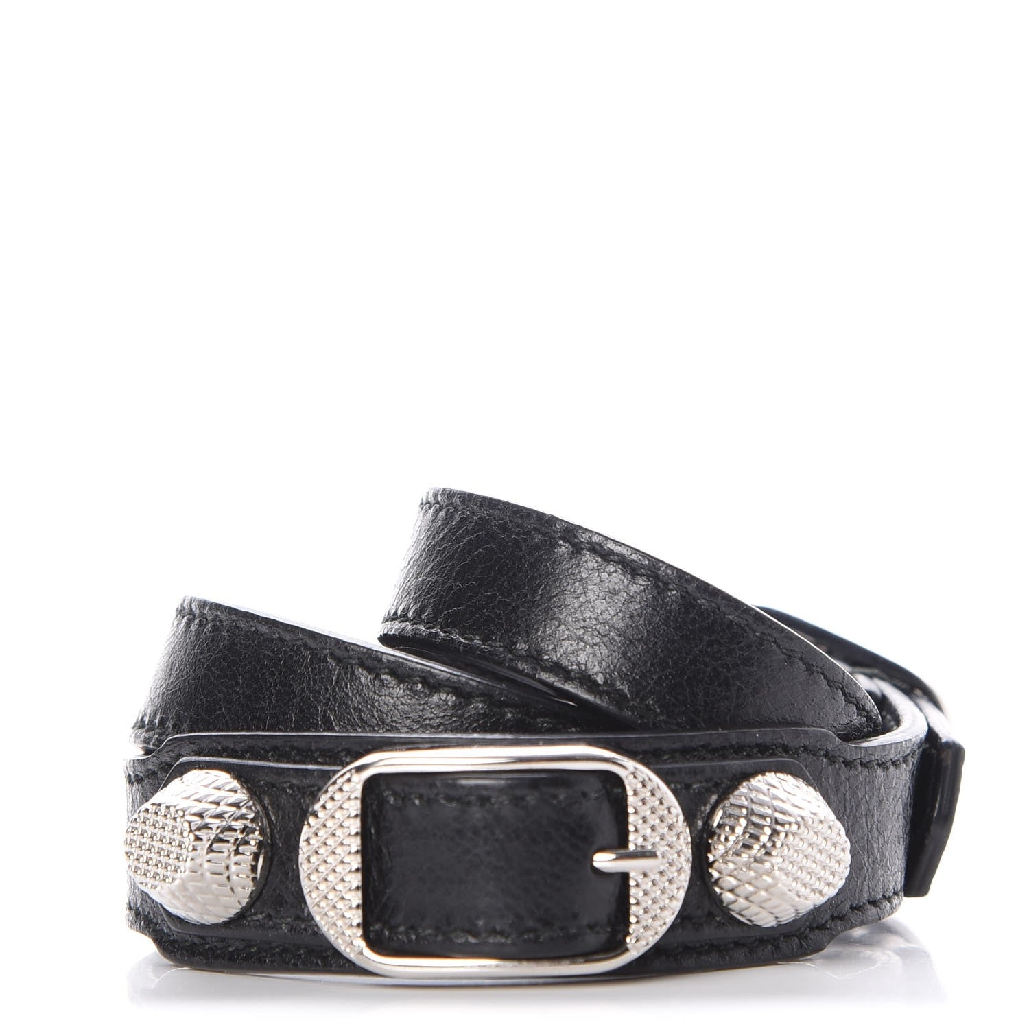 Balenciaga Agneau Giant 12 Silver Hardware Triple Tour Bracelet S Black 1 of 7