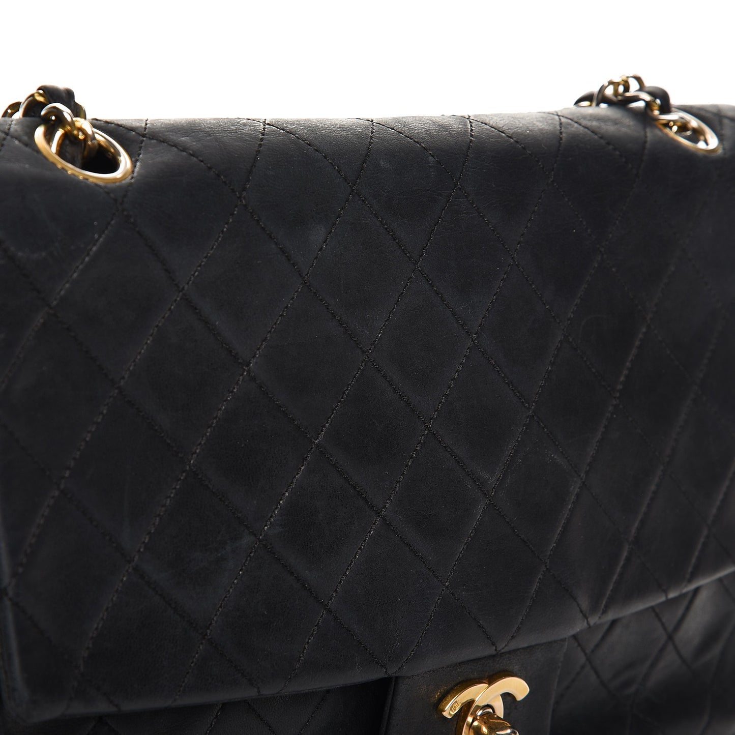 Lambskin Medium Single Flap Black