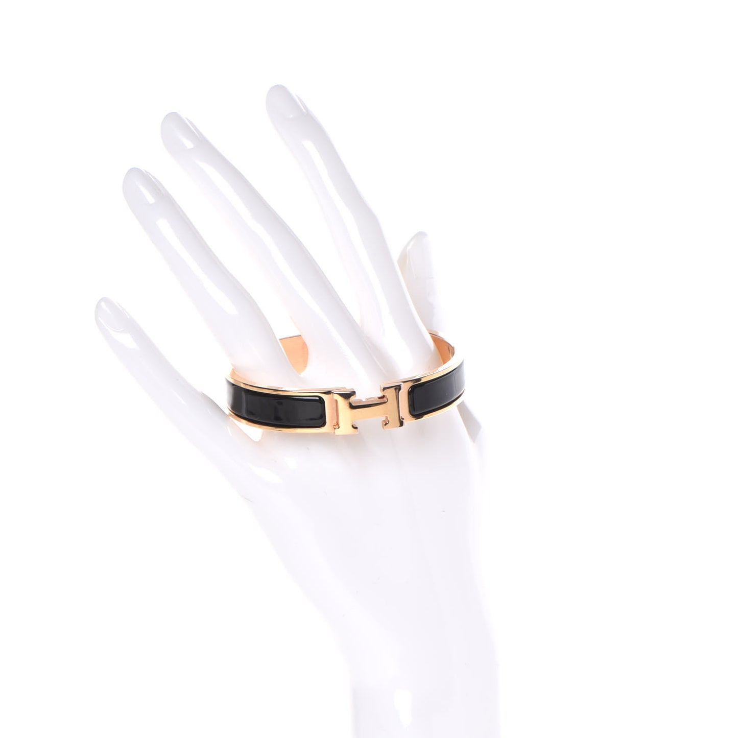 Enamel Narrow Clic Clac H Bracelet GM Black