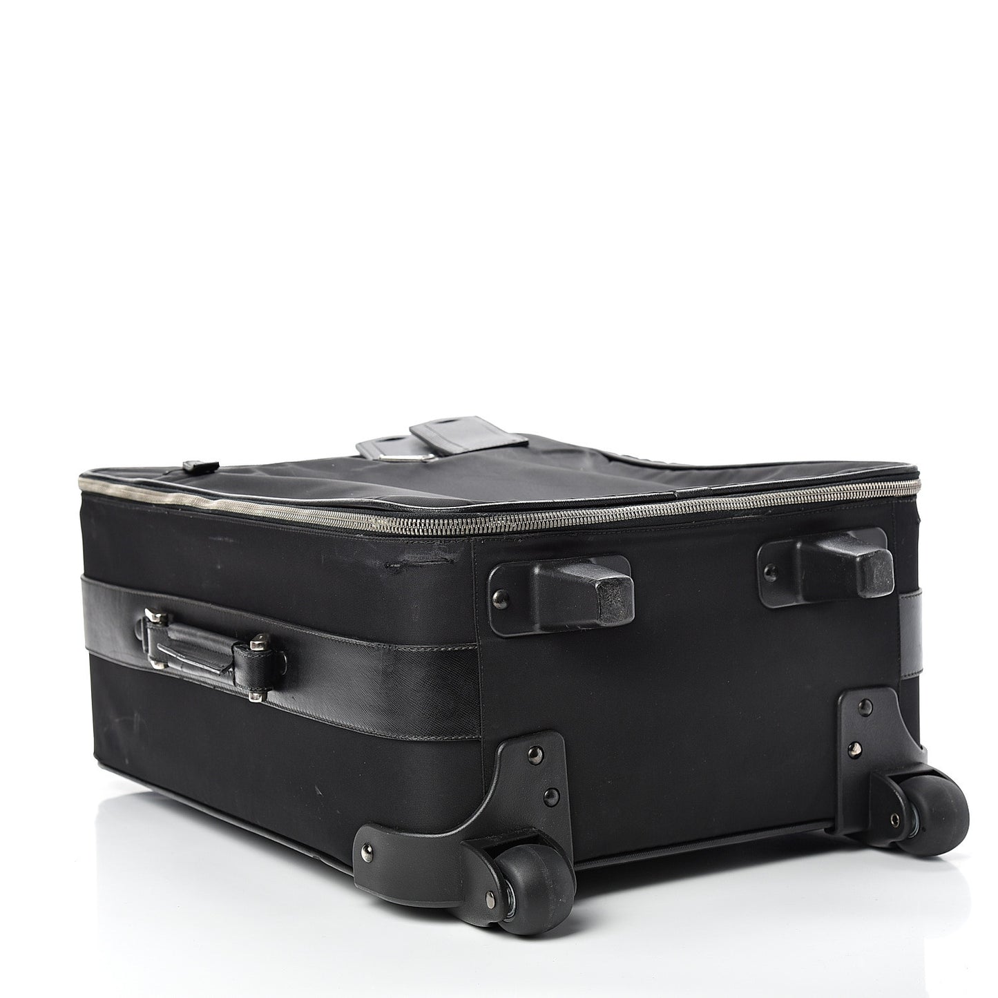 Tessuto Nylon Saffiano Trolley Luggage Black