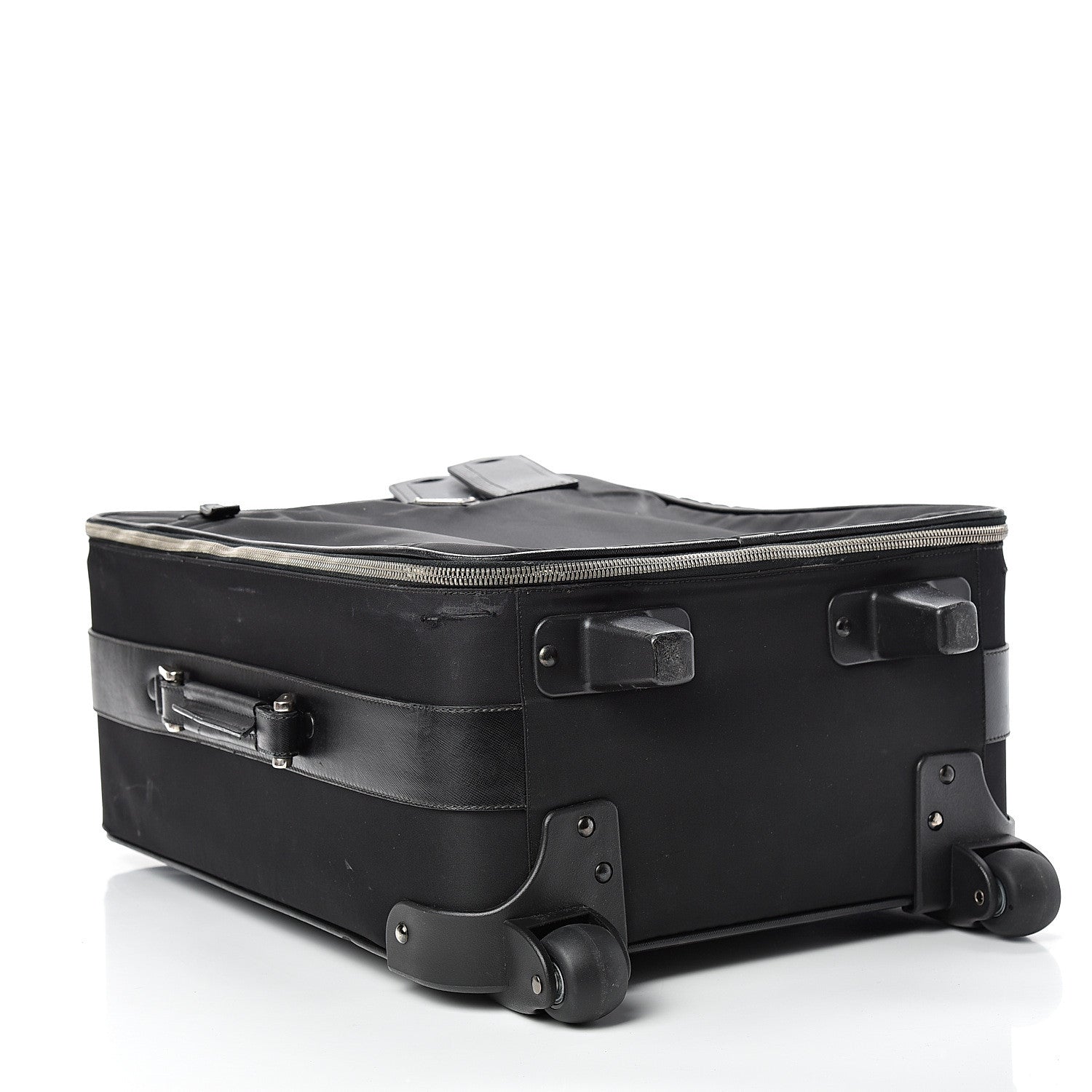 Prada Tessuto Nylon Saffiano Trolley Luggage Black 3 of 32