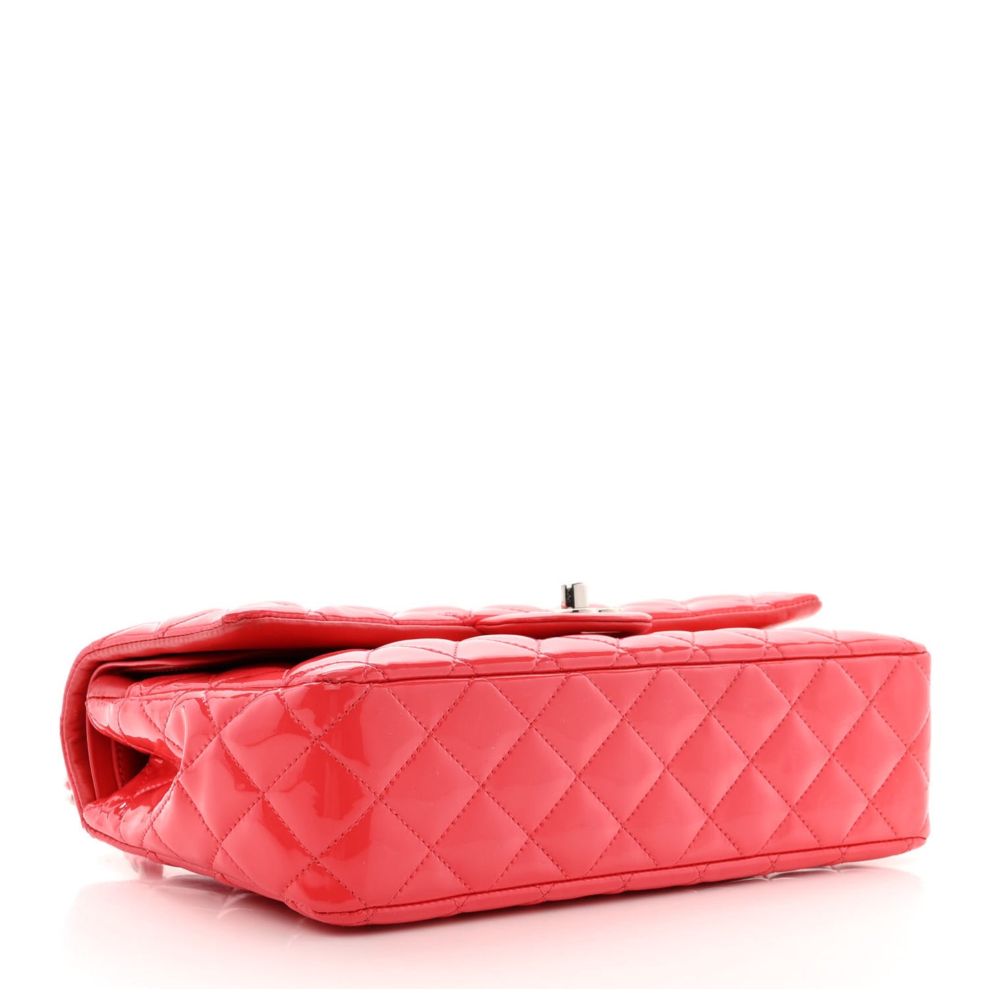 Patent Quilted Medium Double Flap Dark Pink