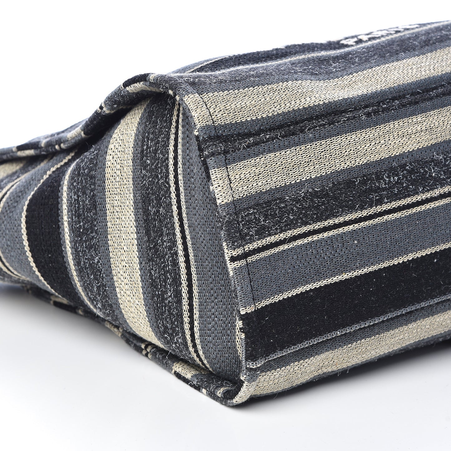 Striped Canvas Medium Deauville Tote Black