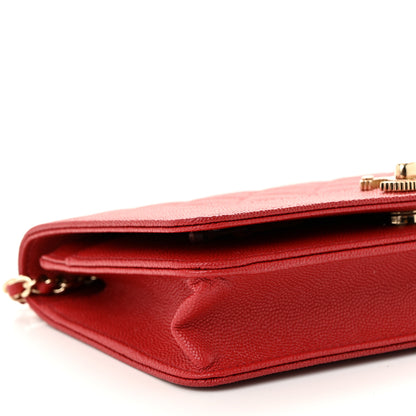 Chanel Caviar Quilted Vintage Mademoiselle Wallet On Chain WOC Red 10 of 12