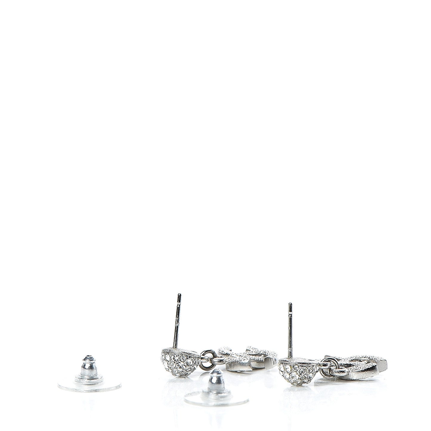 Crystal CC Drop Earrings Silver