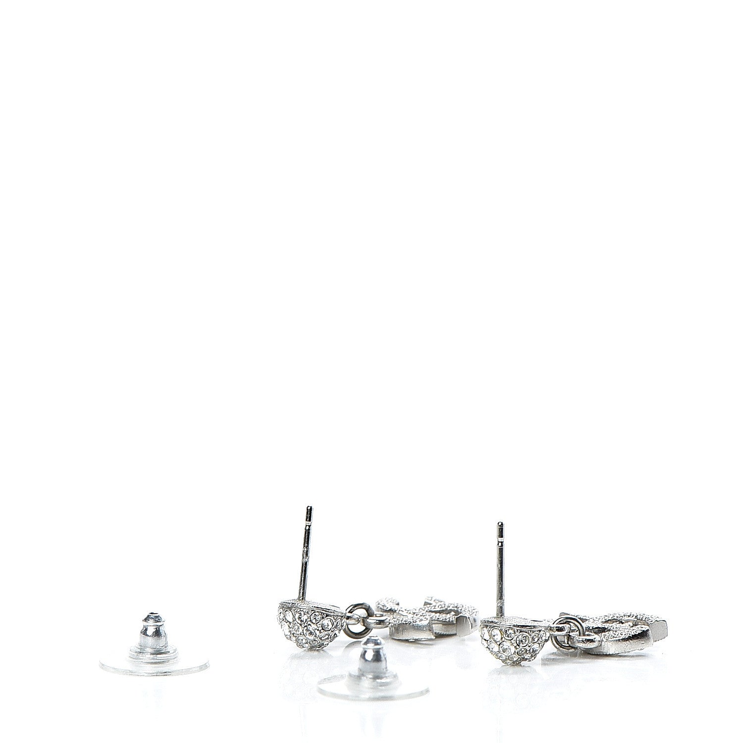 Chanel Crystal CC Drop Earrings Silver 3 of 4
