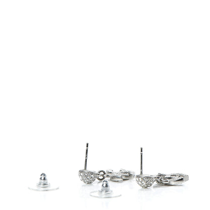 Chanel Crystal CC Drop Earrings Silver 3 of 4