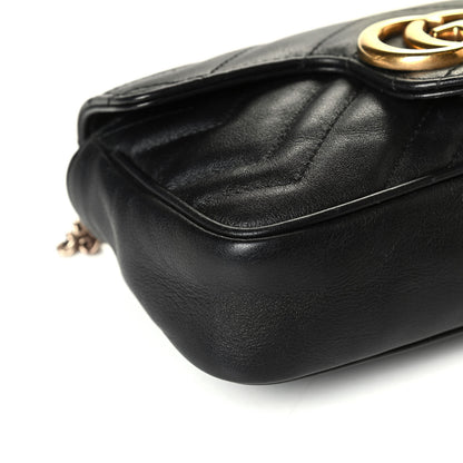 Gucci Calfskin Matelasse Super Mini GG Marmont Shoulder Bag Black 6 of 8