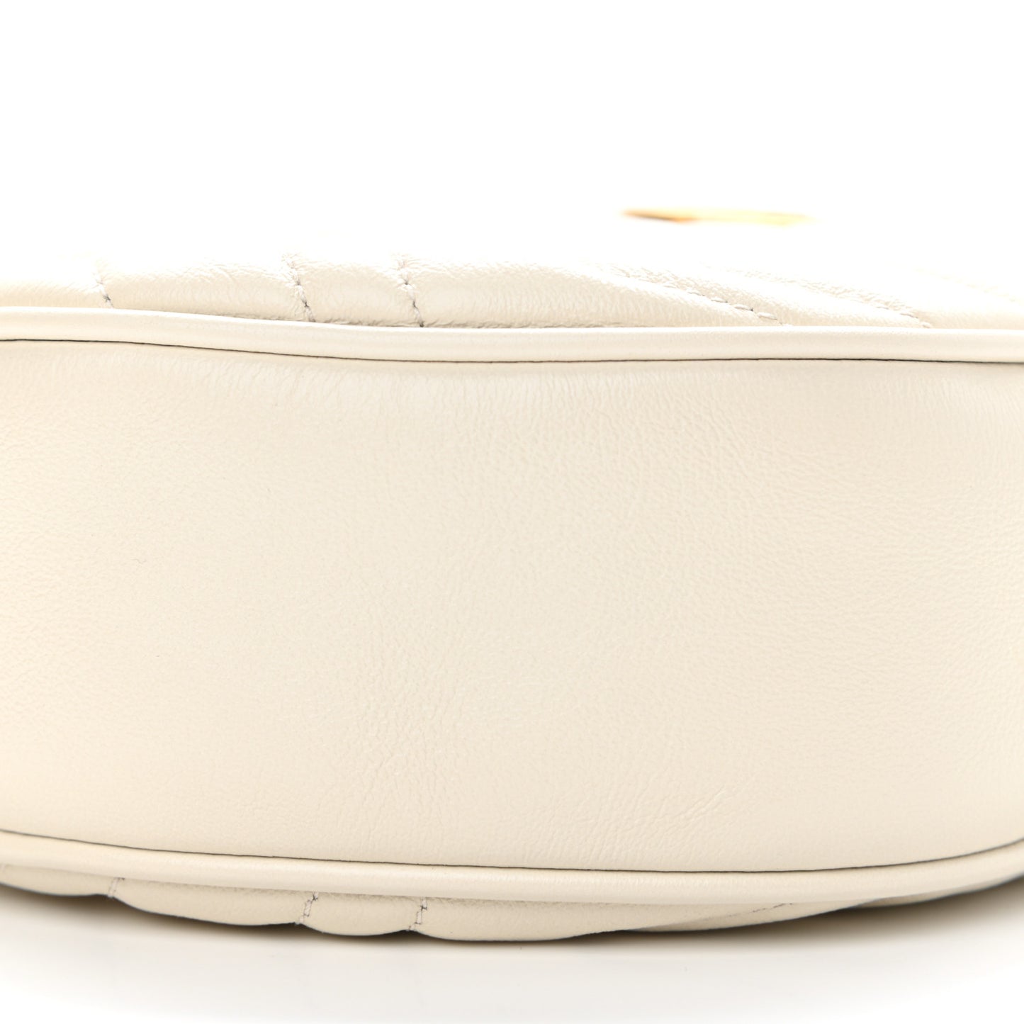 Calfskin Matelasse Mini GG Marmont Round Shoulder Bag White