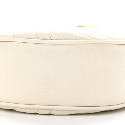 Gucci Calfskin Matelasse Mini GG Marmont Round Shoulder Bag White 12 of 12