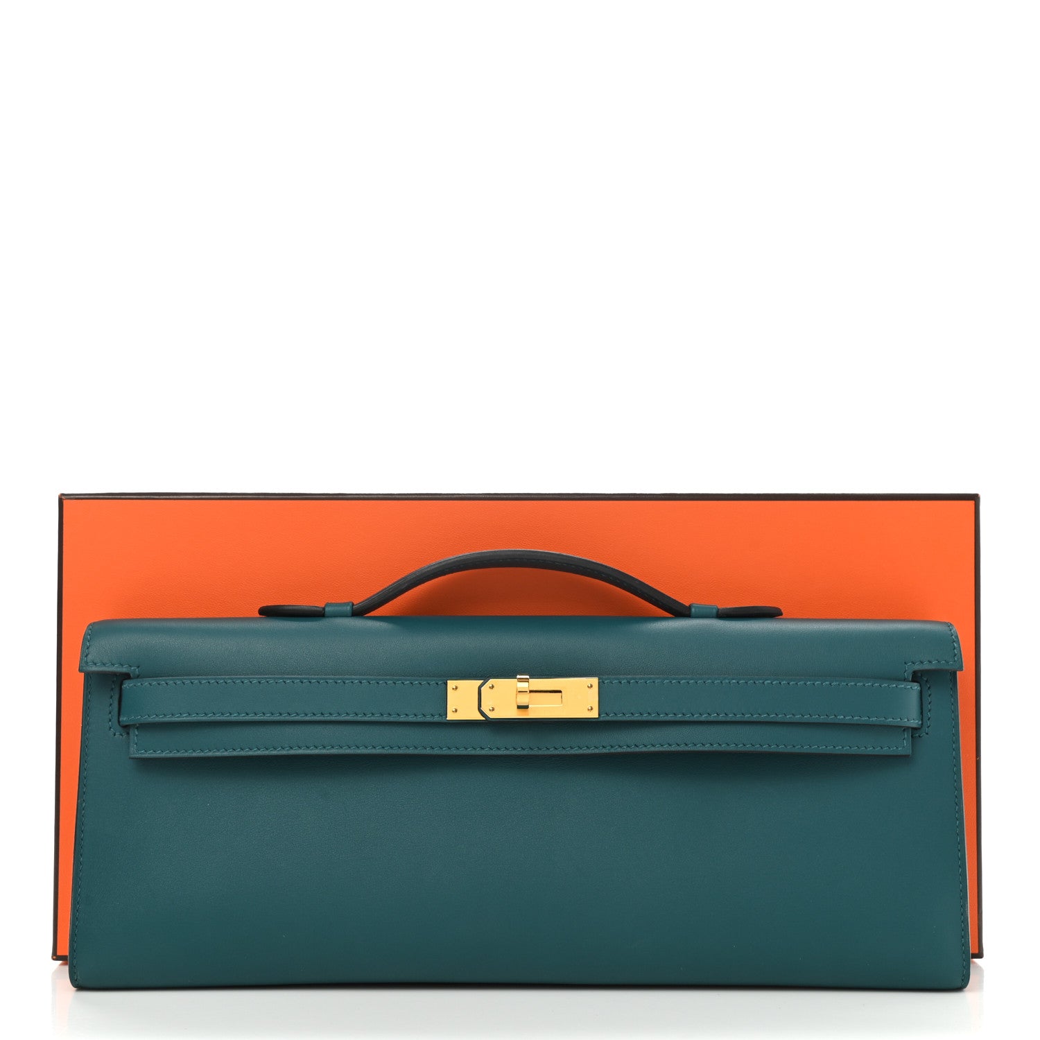 Hermes Swift Kelly Cut Clutch Pochette Vert Bosphore 7 of 7