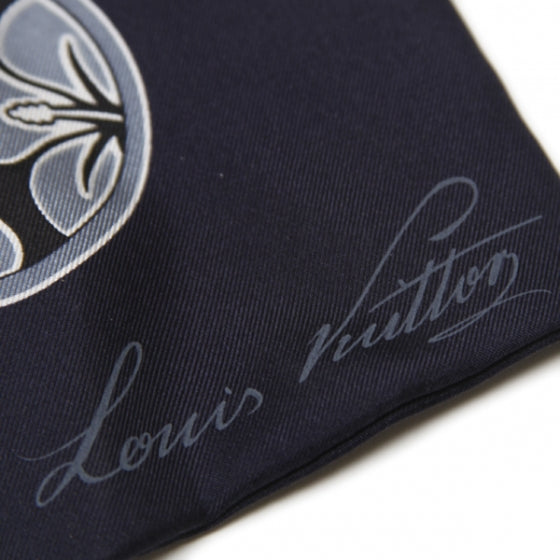 Louis Vuitton Silk Hibiscus Bandeau Navy 3 of 5