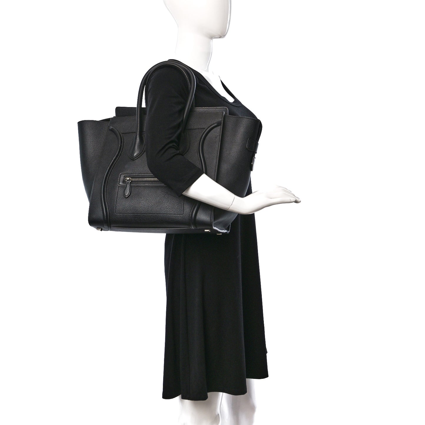 Drummed Calfskin Mini Luggage Black